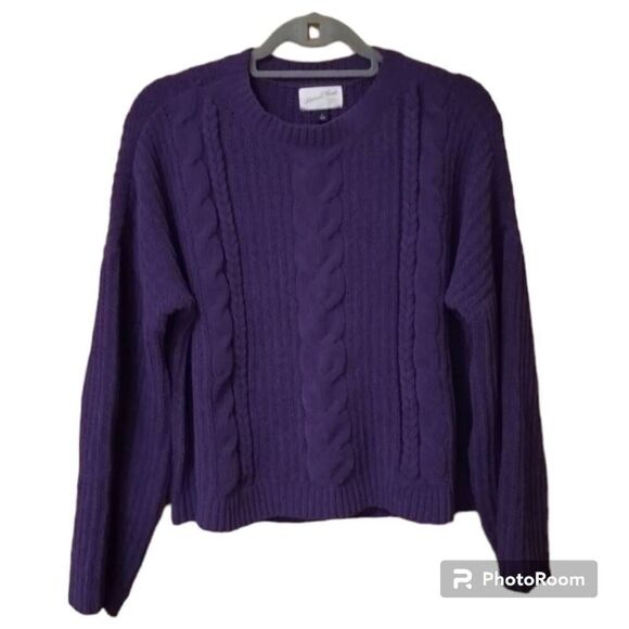 Universal Thread Goods Co Cable Knit Crew Sweater Dark Purple Sz S - Picture 1 of 6